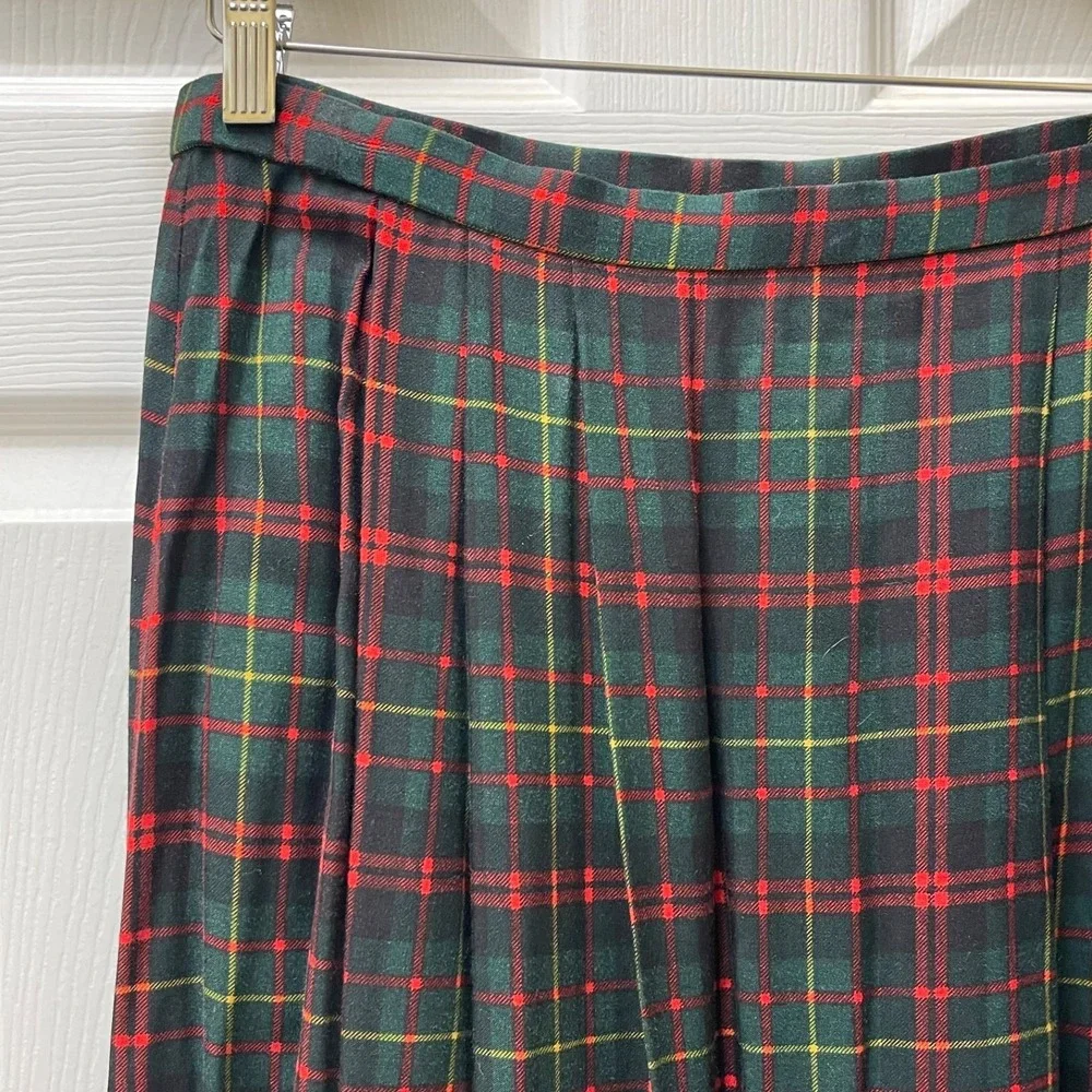 Vintage‎ Pendleton Size 12 Pleated Long Skirt Tartan Plaid French Horn Rayon